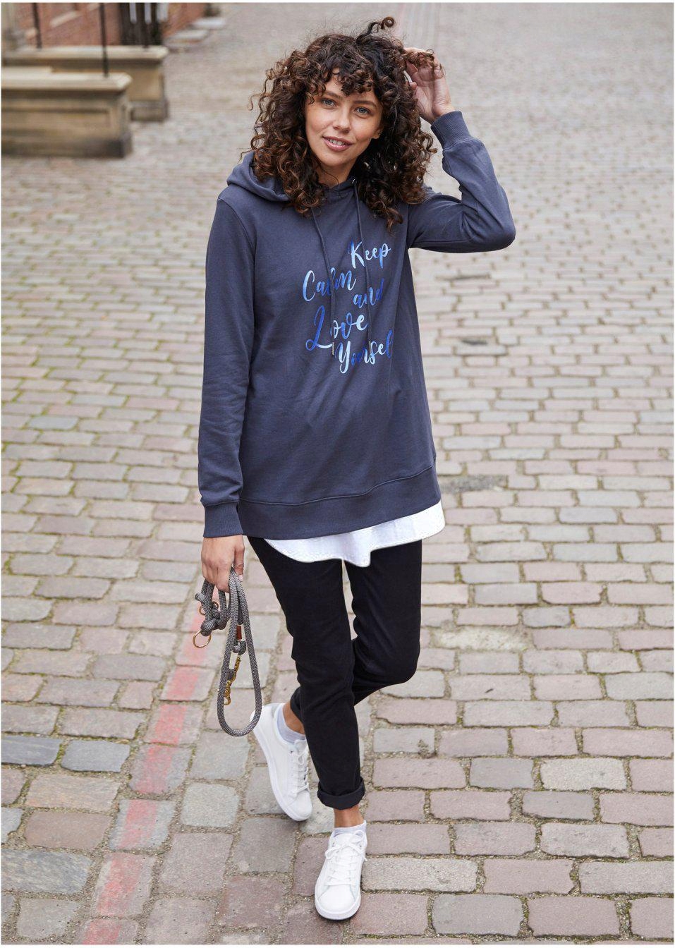 PRZEDŁUŻAJĄCY BAWEŁNIANY BIAŁY 42 2F6E22 BONPRIX PAS Linia regular