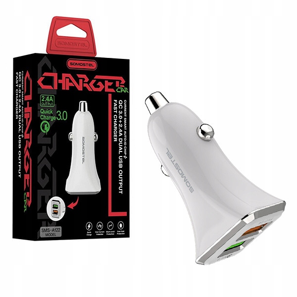 

Szybka Ładowarka Samochodowa Fast Charge 3A 2XUSB