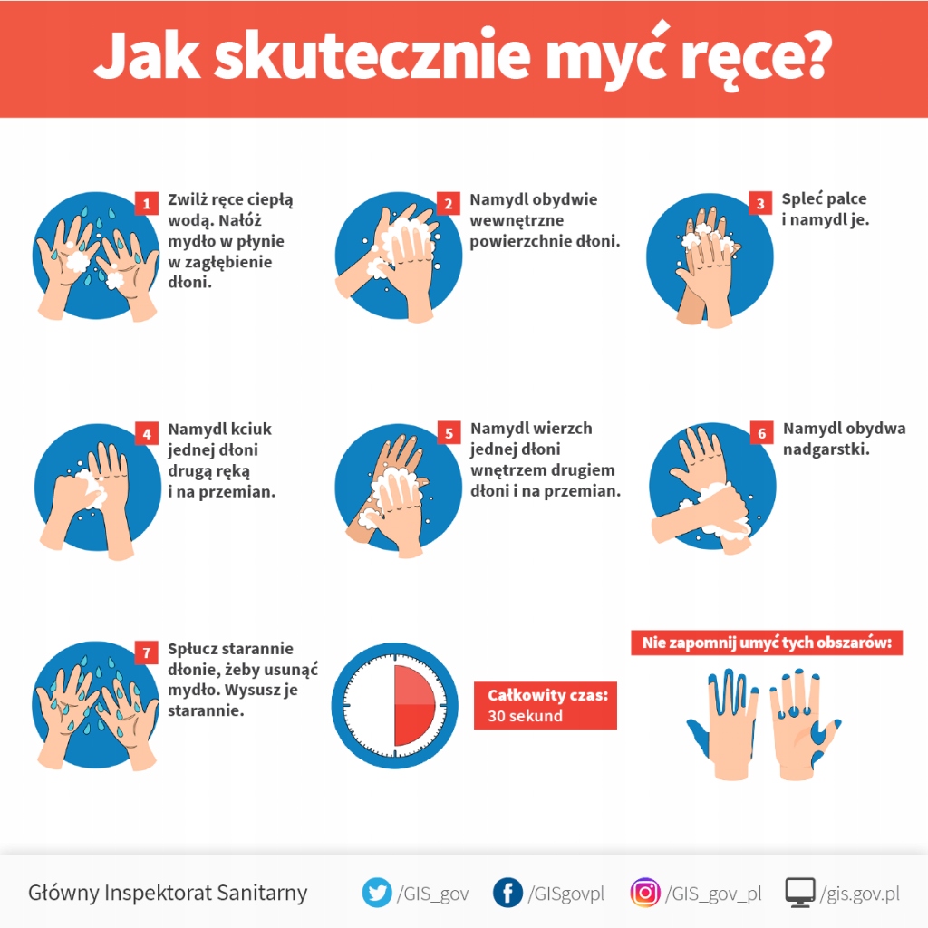 Tabliczka 21x21 PCV instrukcja mycia rąk