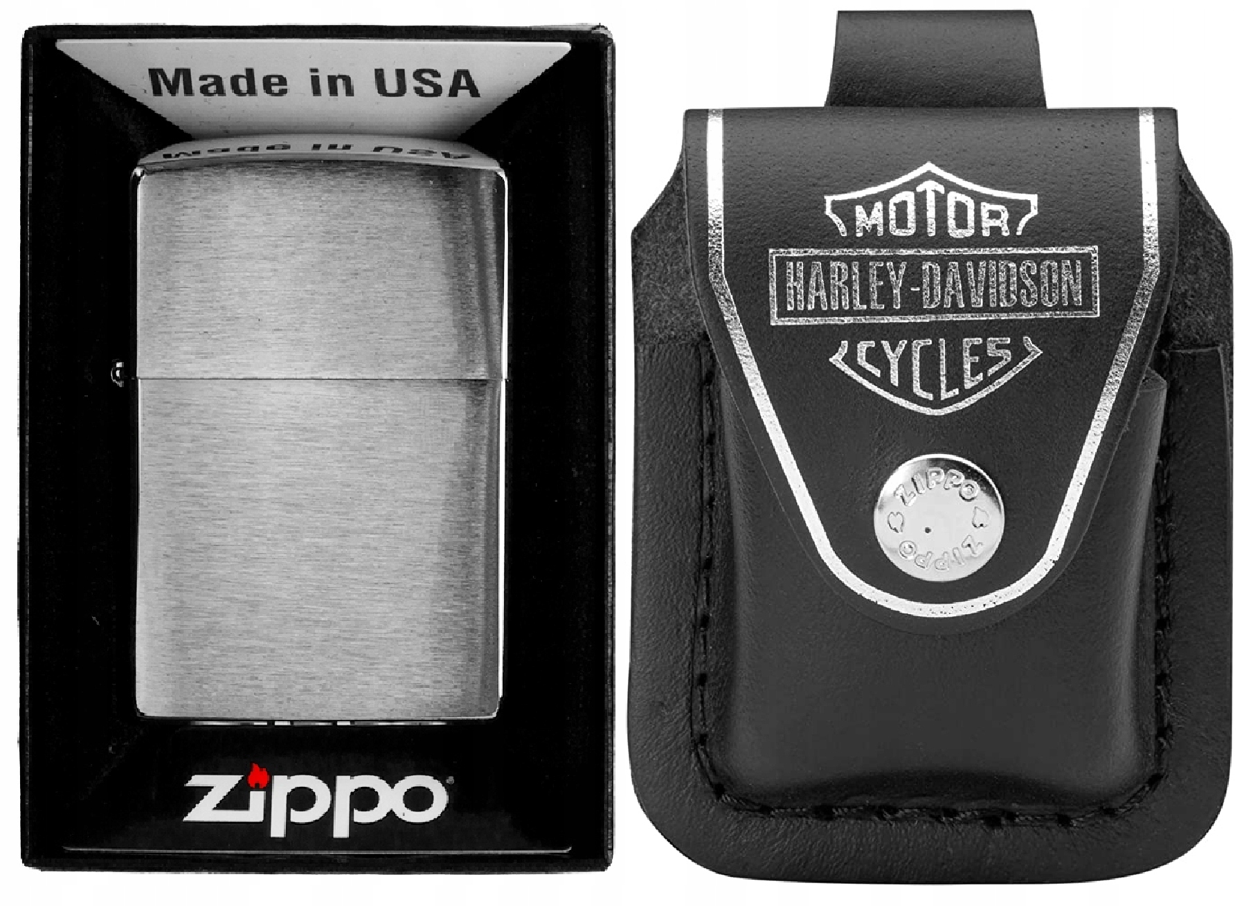 

Zestaw Zippo Zapalniczka Brushed Chrome+etui