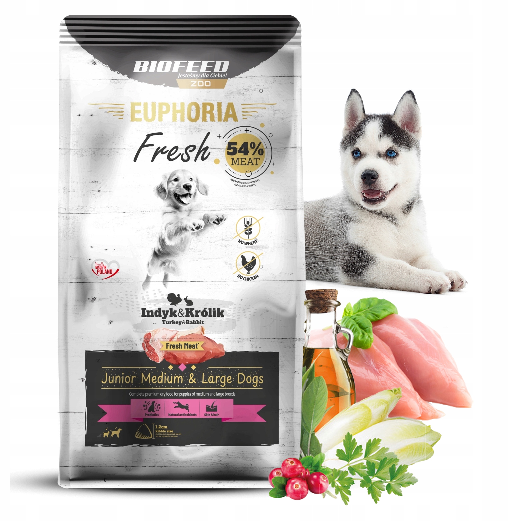 Biofeed Euphoria Fresh Meat Junior Medium Large Indyk Królik 12kg