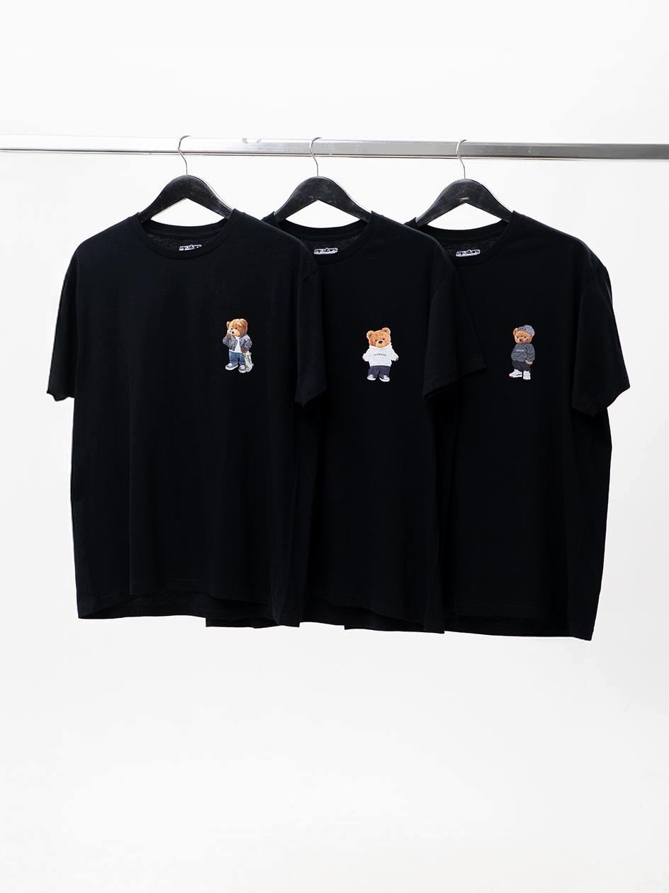 Sada 3 černých triček MyStars Skate Bear Medvídci 100% bavlna L