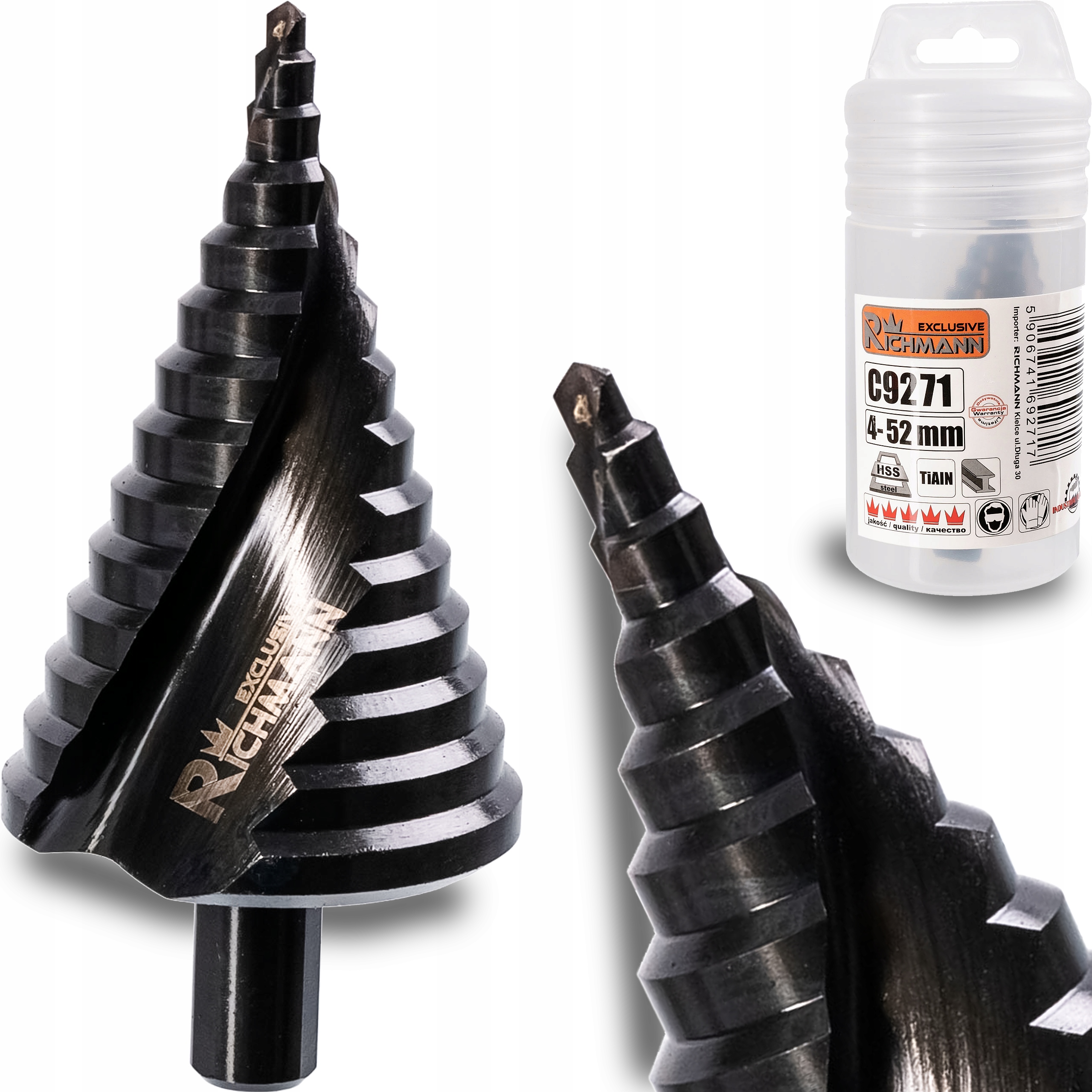 Wiertło Stopniowe Spiralne Do Metalu Stali Blachy Choinkowe 4-52 MM Solidne