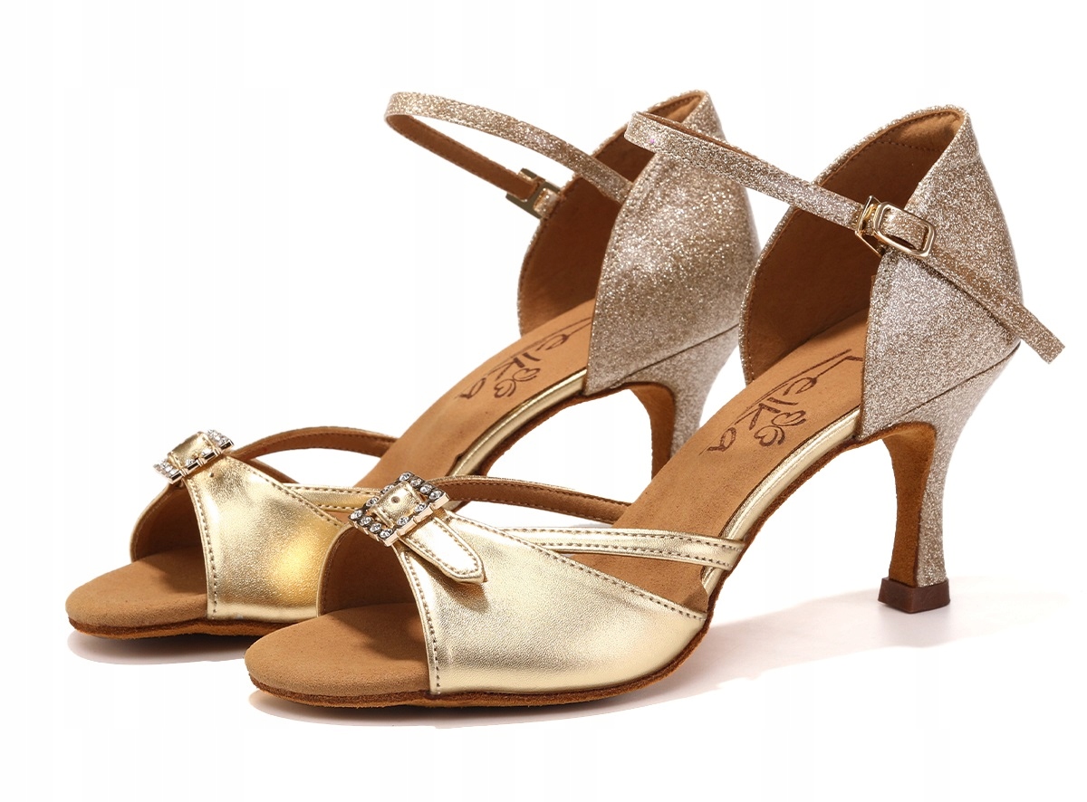 Profesjonalne Buty Do Tańca Taneczne Regulowane Damskie Złote 7,5cm Roz 40