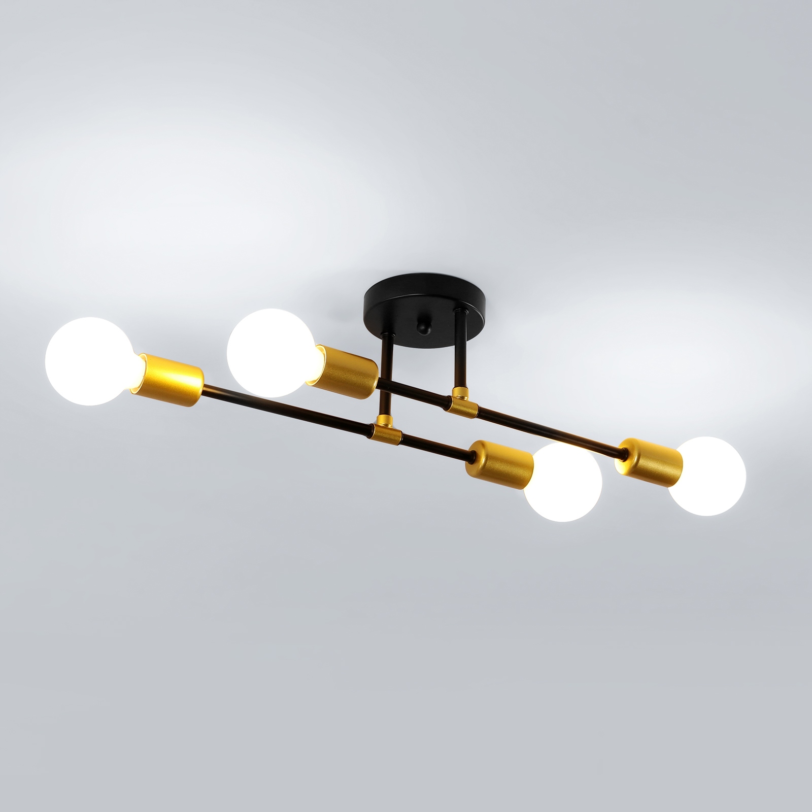 Lampa Sufitowa Wisząca E27 Zyrandol Czarno-złoty Loft Nowoczesny