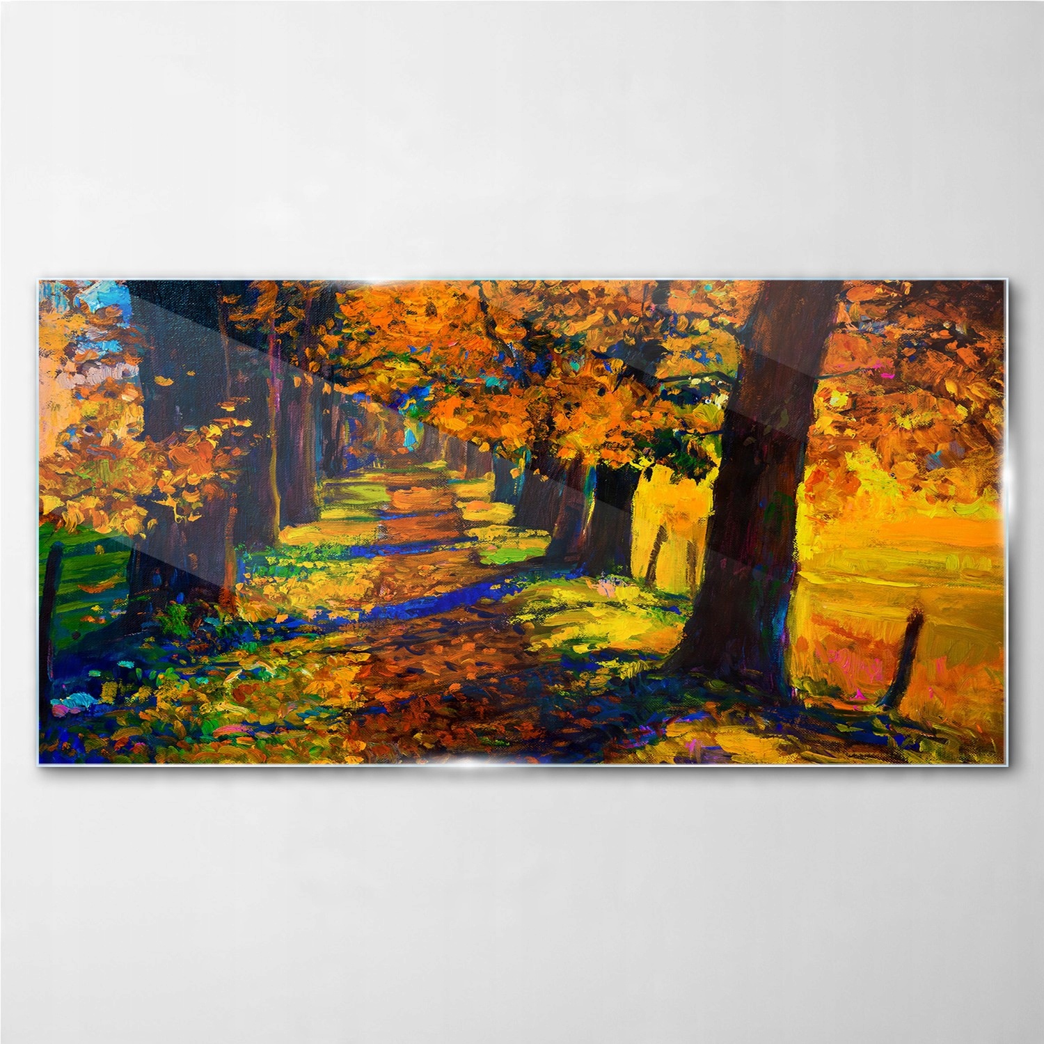 

Obraz szklany Ścieżka drzewa liście jesień 140x70