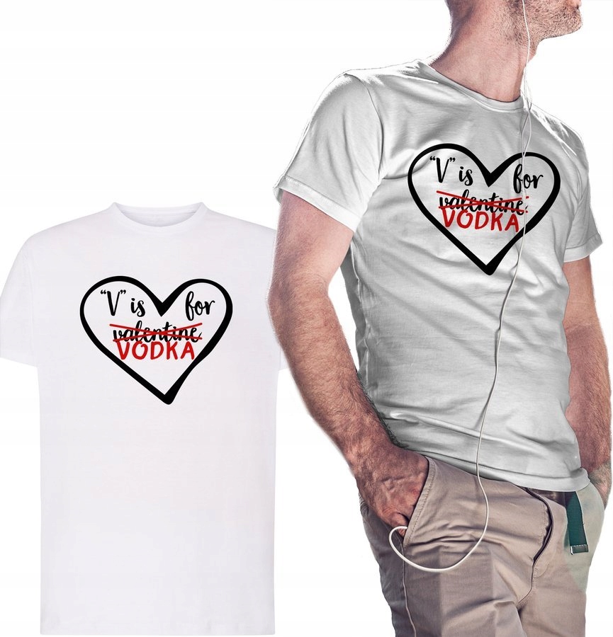 

Koszulka dla mężczyzny V Is For Vodka - biała XL