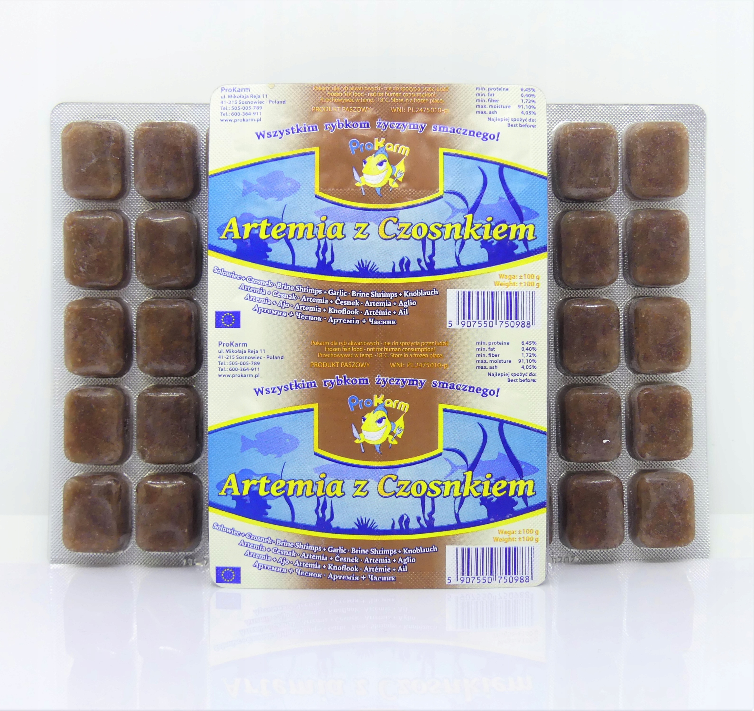 

Artemia z czosnkiem mrożona Prokarm tabliczka 100g