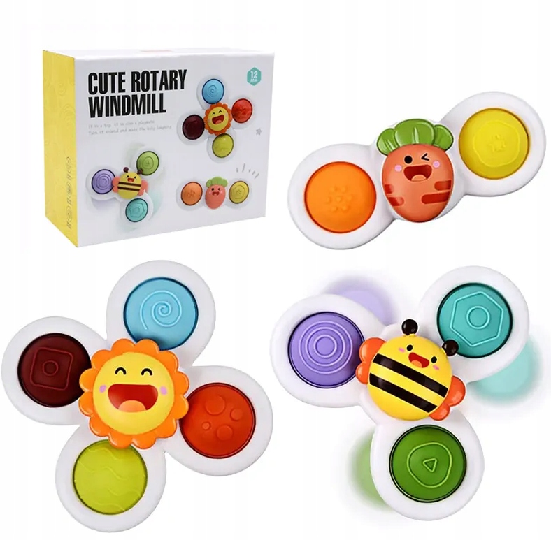 FIDGET SPINNER Z PRZYSSAWKĄ SENSORYCZNĄ KĄPIEL PREZENT GRZECHOTKA 3 SZTUKI Rodzaj Fidget Spinner