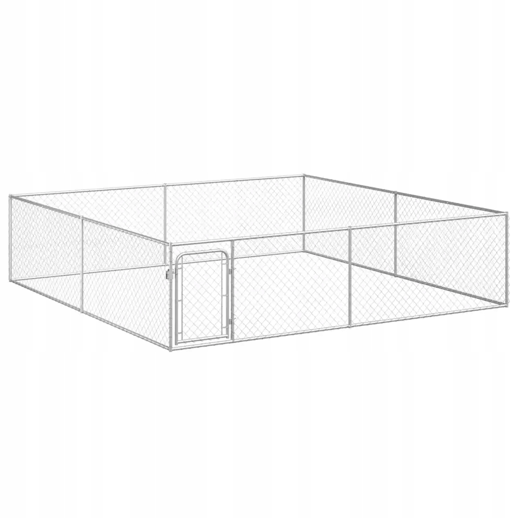Levně Kotec pro psy z galvanizované oceli, stříbrná, 4x4x1 m, síťovaná stěna