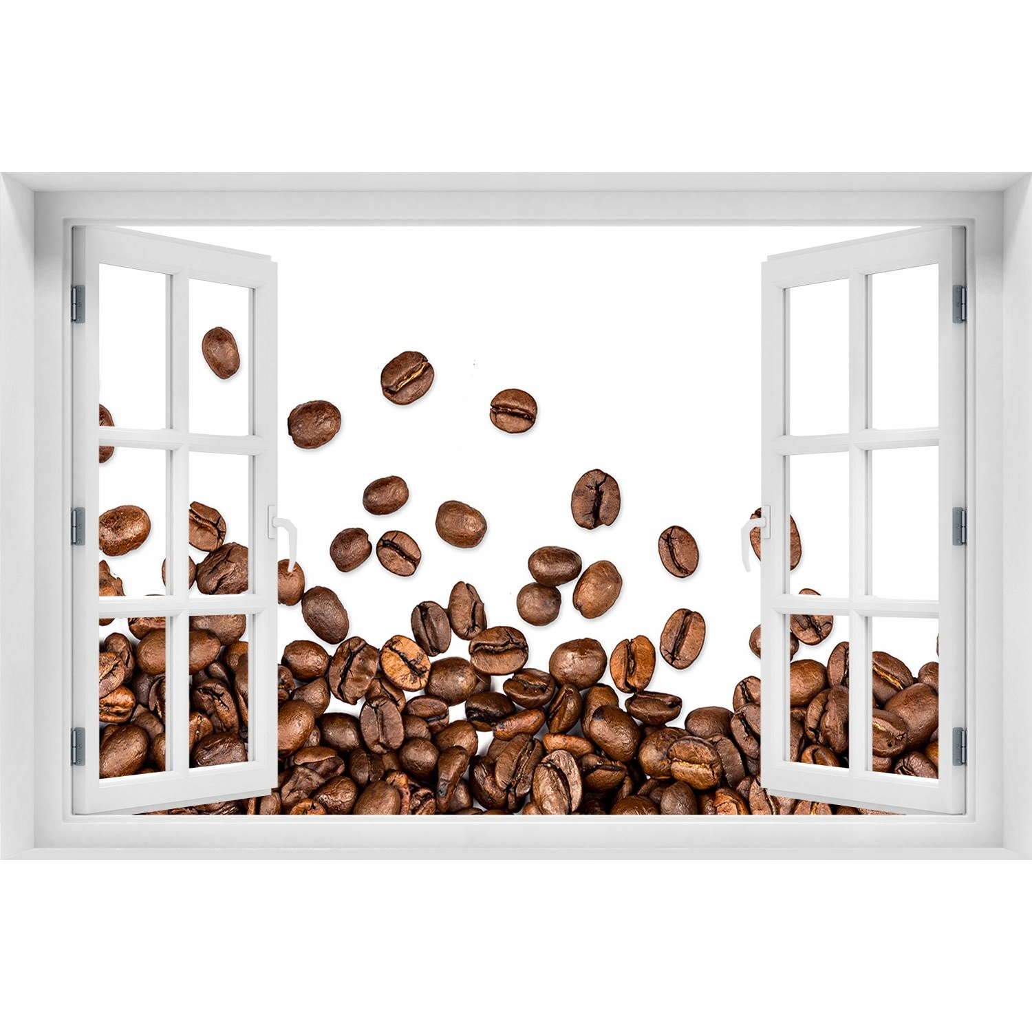 

3D Okno Naklejka ścienna Ziarna kawy 120x80