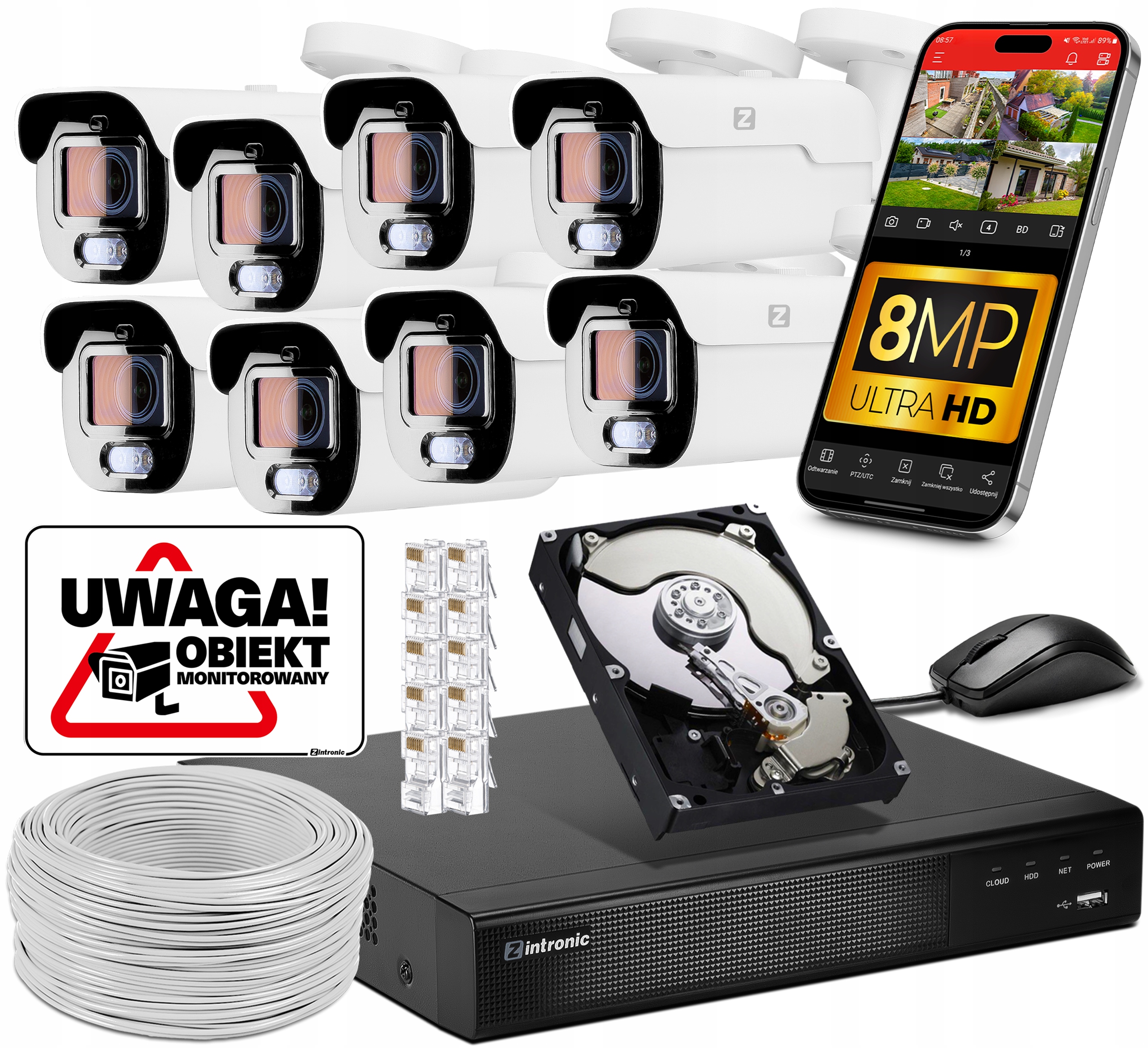 Sada pro Monitorování 8 Ip kamer Poe 8MPx B8 Ultimate DLM Dual Light Ai ZooM