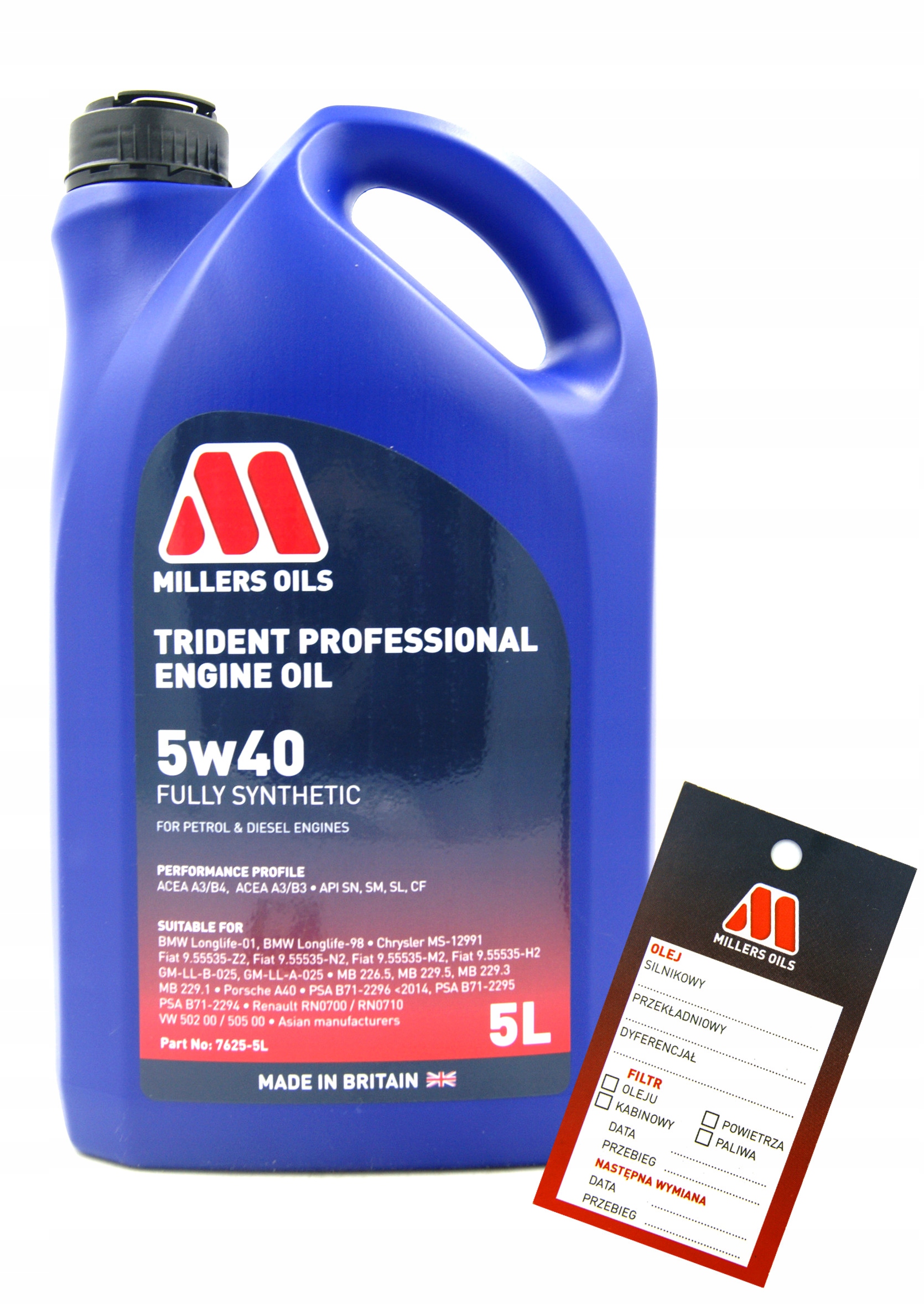 

Millers Trident Professional 5W40 5L Certyfikat