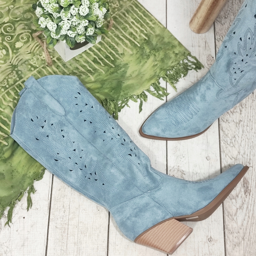 KOWBOJKI KOZAKI DAMSKIE AŻUROWE Z SUWAKIEM EKO-ZAMSZ - r 39 Rozmiar 39