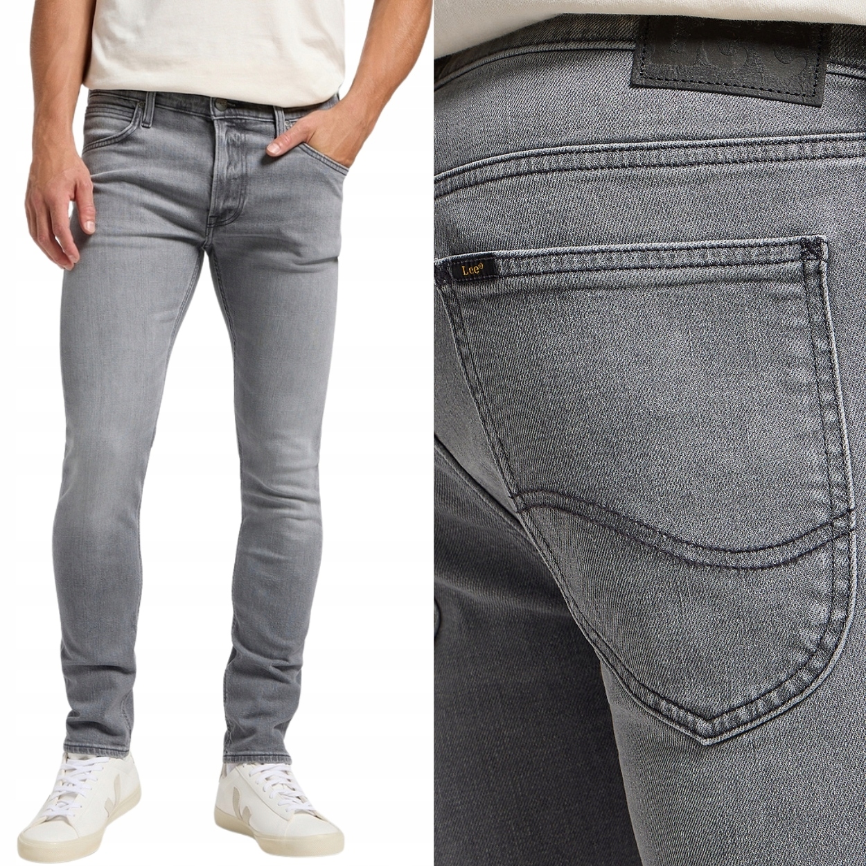 Lee Luke slim New Grey silně zúžené šedé džínové kalhoty W28 L32