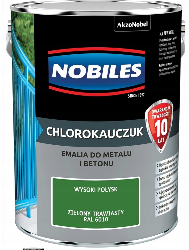 Farba Nobiles chlorokauczuk, zielona trawiasta Ral 6010, 5l