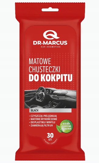 Matowe chusteczki do kokpitu Dr. Marcus zapach Black 30szt.