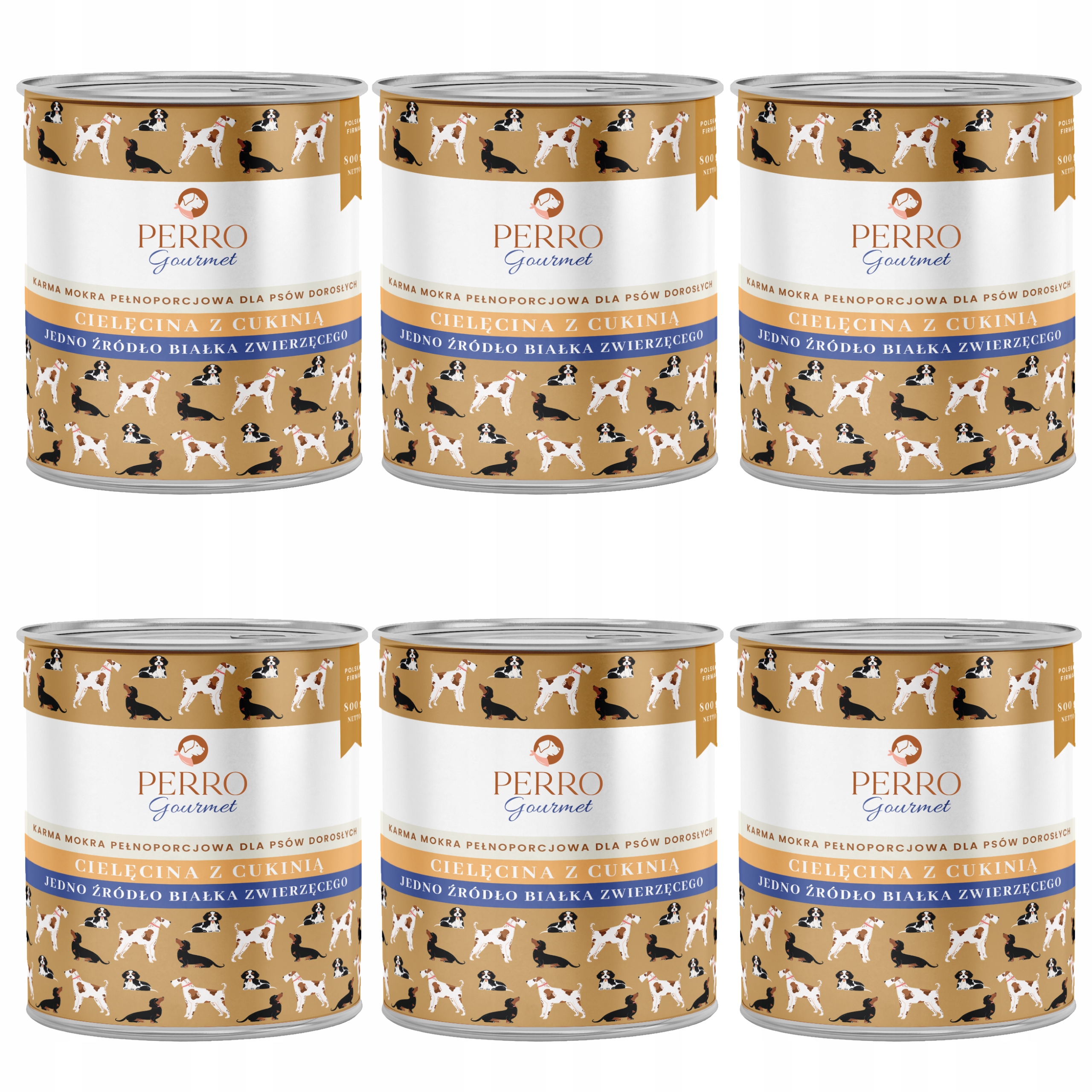 Levně Perro Gourmet Monoproteinové Krmivo Vlhké pro psa Telecí s cuketou 6 x 800 g