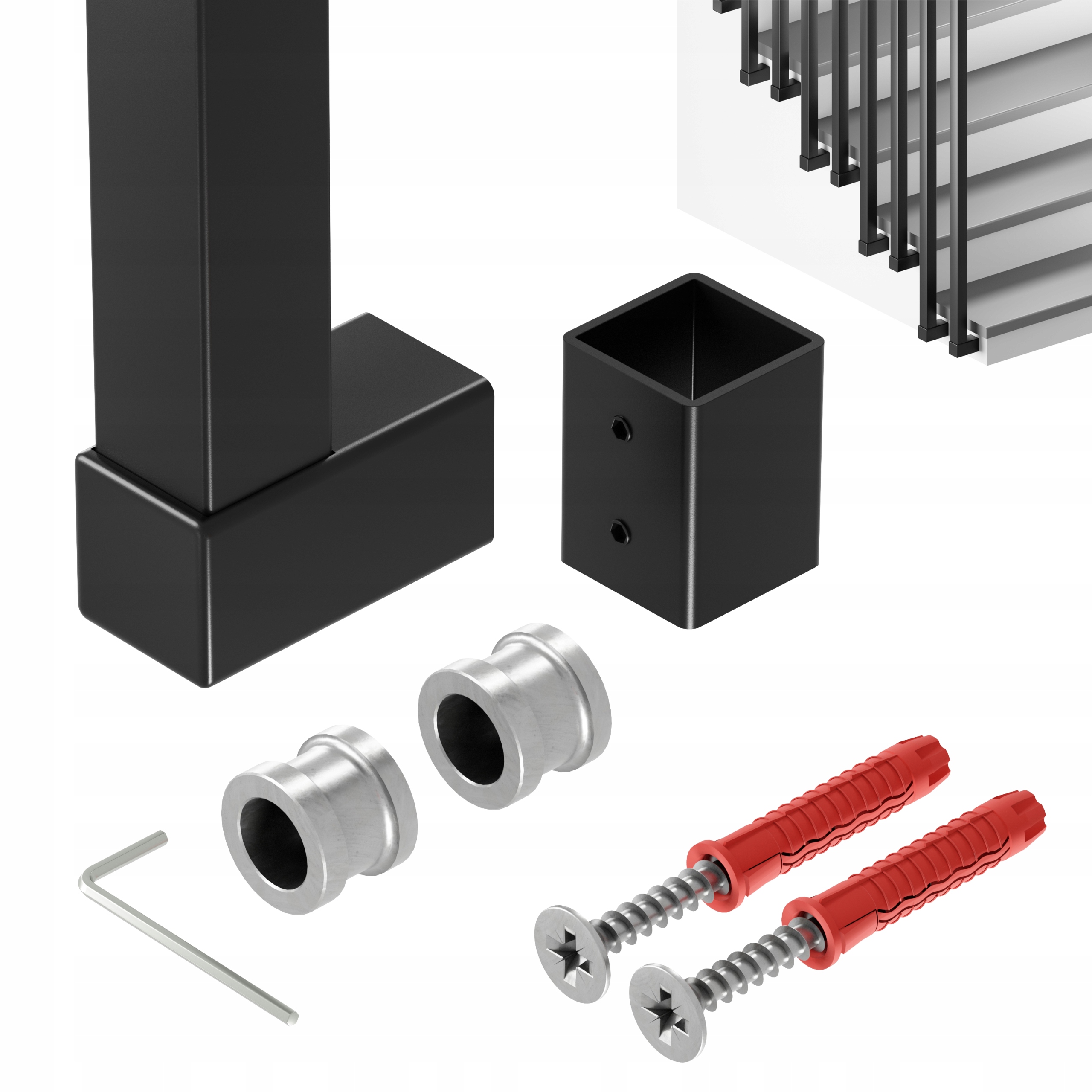 Zábradlí Na Schody Barierka Sloupek Černý 25x25 mm 400 cm Harfa Soho