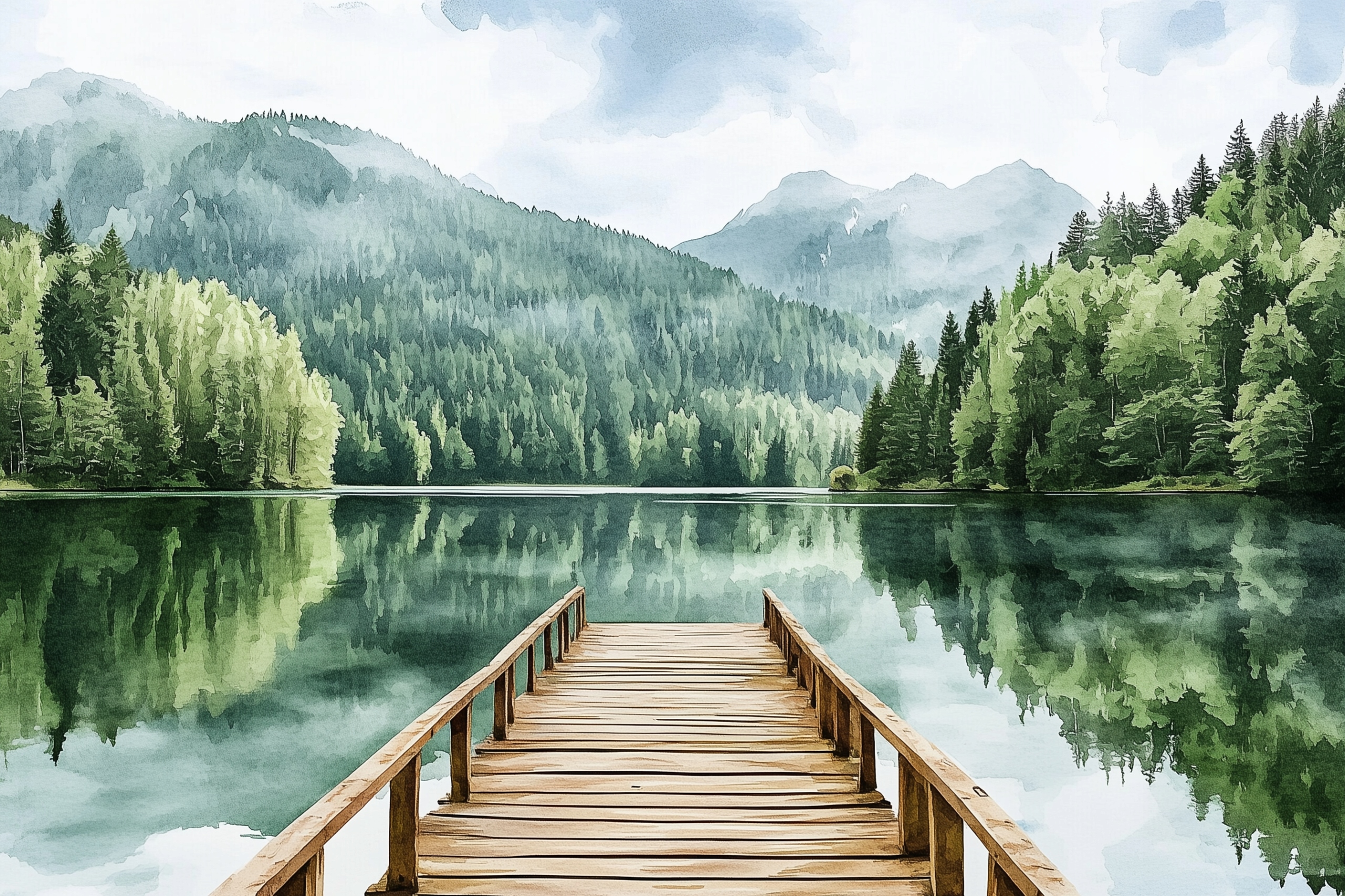 Fototapeta Flizelina Krajina Hory Les Jezero Most Molo 254x184 130g