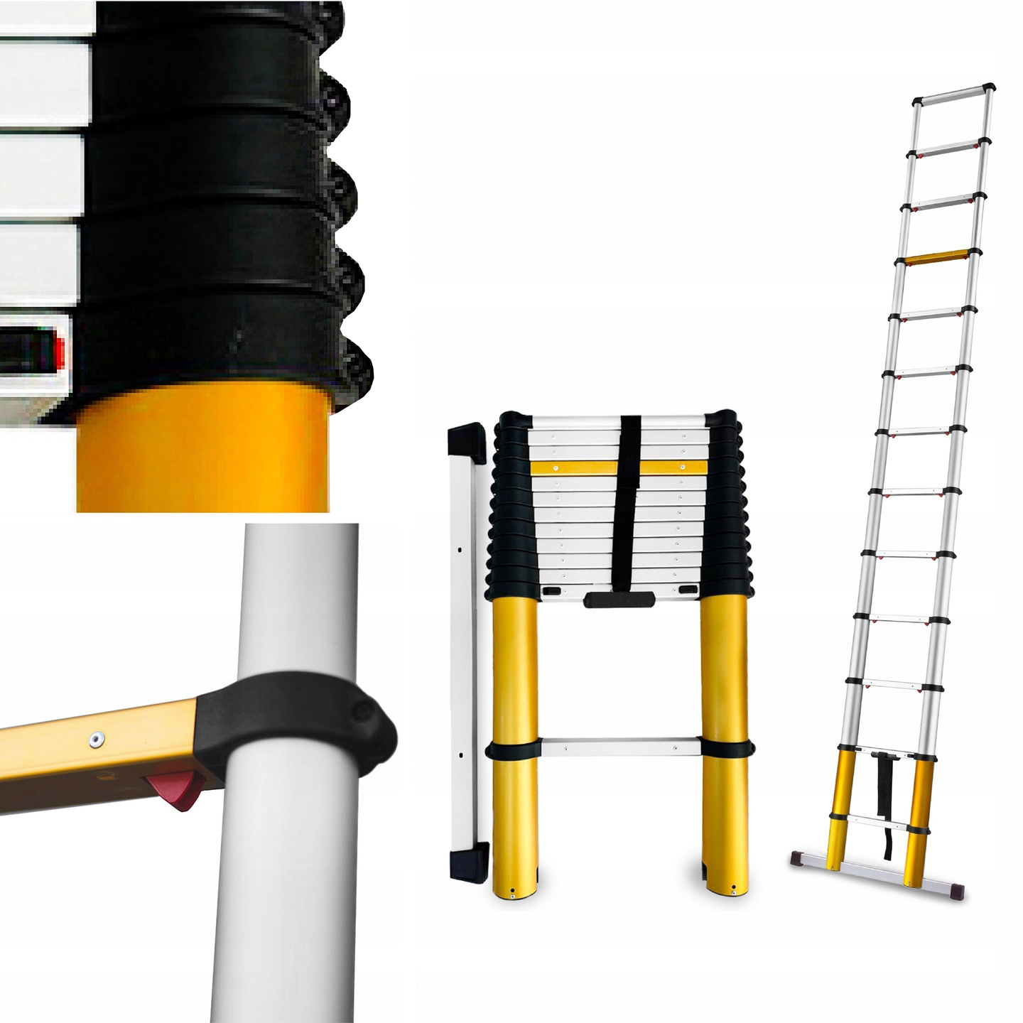 Teleskopický Žebřík Max hliníkový 13 schodů 4,55 m Drabest