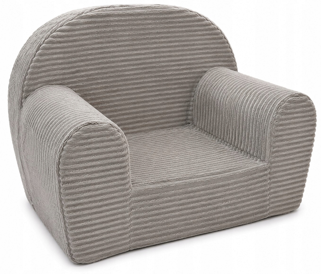 Fotelik piankowy dla dzieci sofa pufa miękki sztruksowy szary Fimex