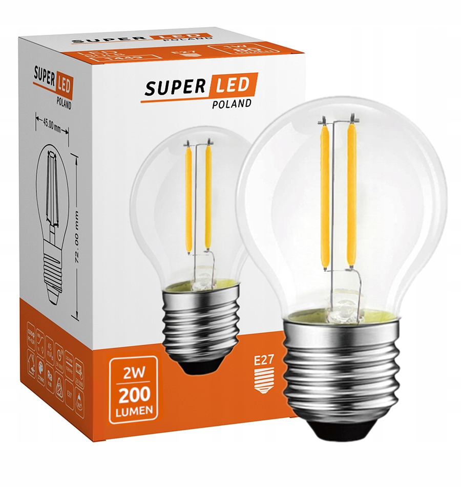 Żarówka LED E27 Filament 2W Edison Ozdobna Retro