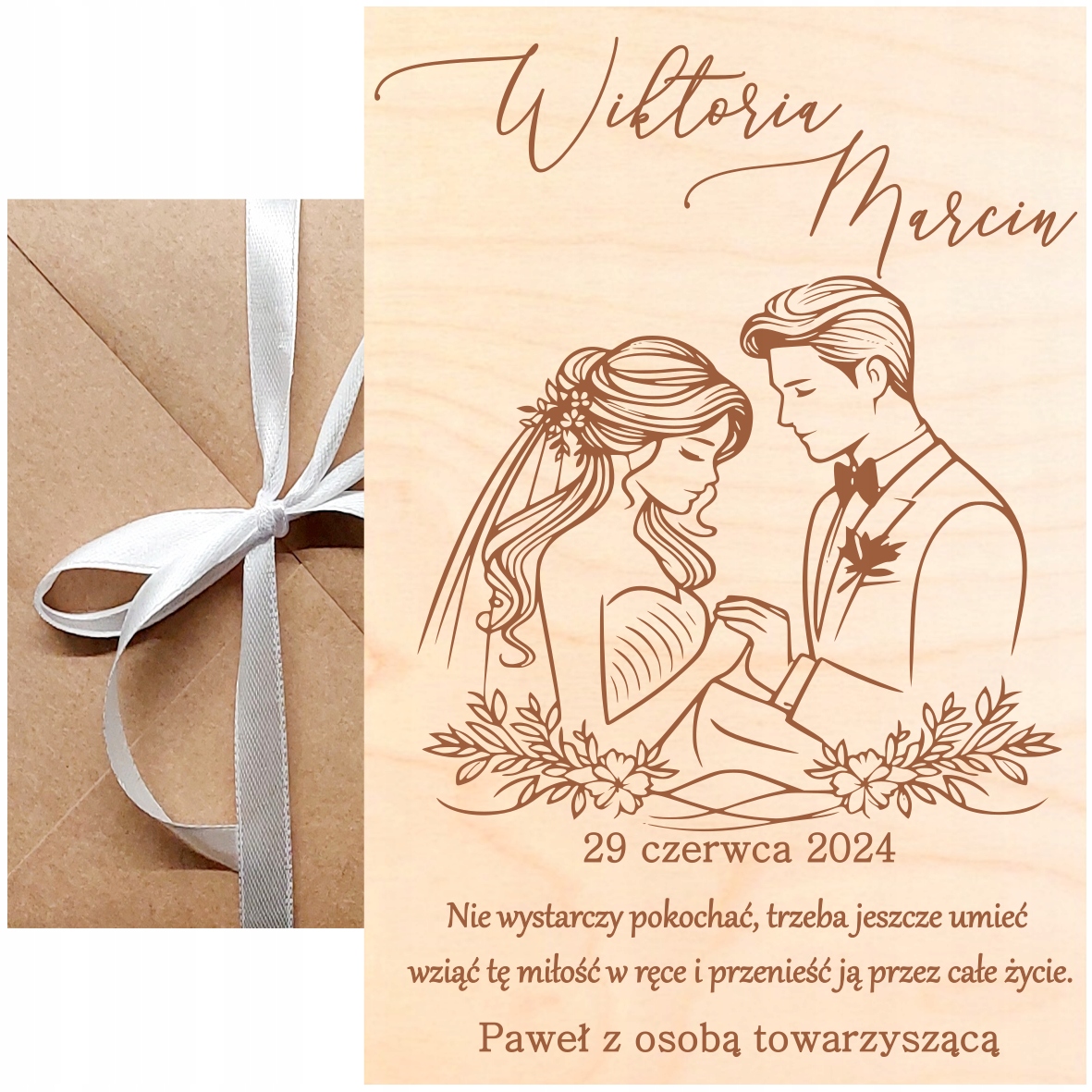 Dřevěná Svatební Kartička Personalizovaná Cedulka Dárek Na Svatba Gravírování