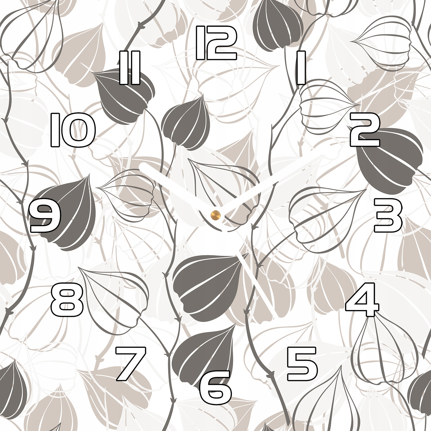 

Zegar szklany Gałęzie Miechunka szaro-biała 30x30