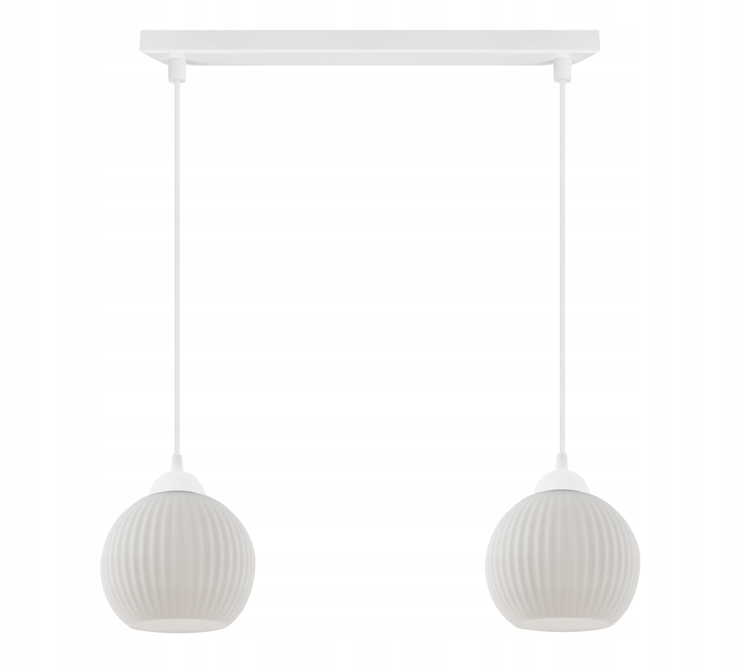 Lampa Sufitowa Wisząca Nowoczesna Żyrandol Białe Ryflowane Kule Nad Stół