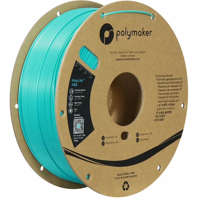 Filament Polymaker PolyLite Abs tyrkysový 1,75 mm 1 kg