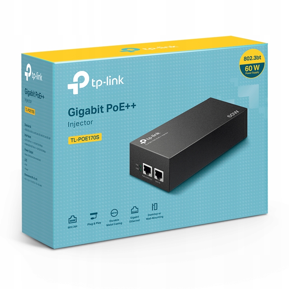 TP-Link TL-POE170S Gigabitový PoE injektor, 802.3af/at/bt, 60W