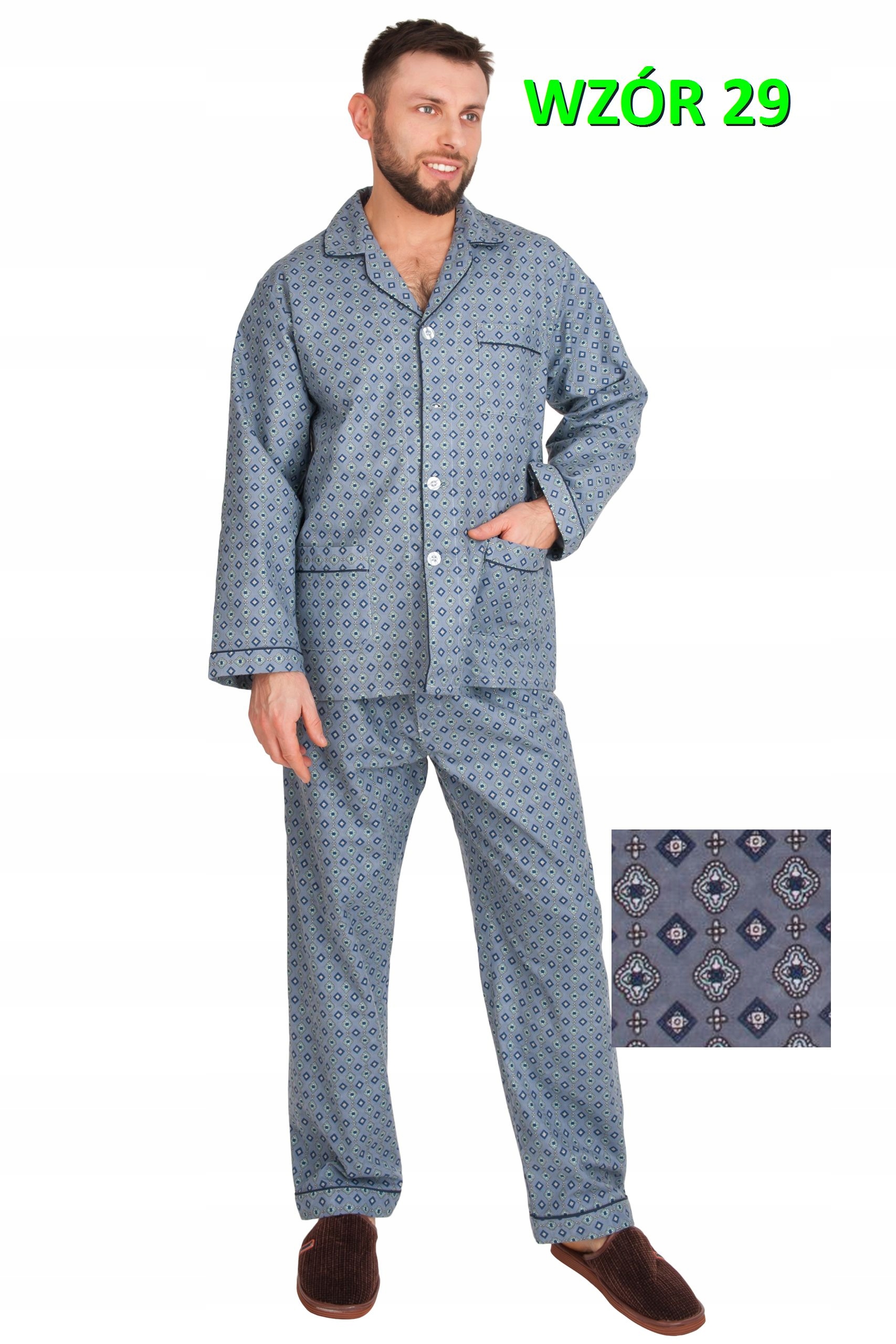 PIŻAMA MĘSKA FLANELOWA FLANELA r.L FOR-MAX 100%BAW Rękaw długi rękaw