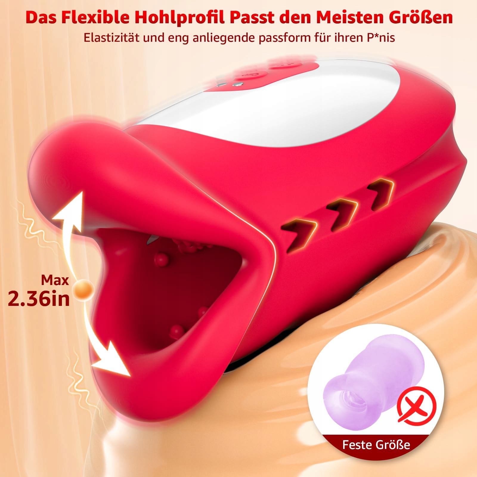 Masturbator 10 trybów wibracji, 3 silniki, stymulator 360° — miniatura 5