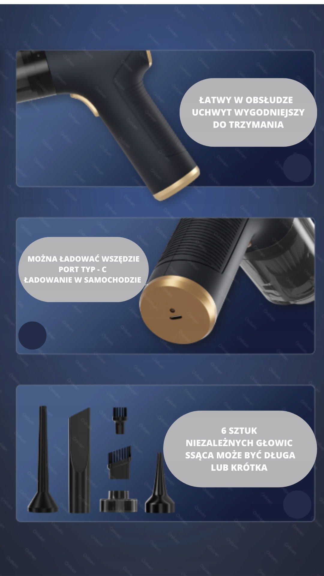 NAJMOCNIEJSZY odkurzacz ręczny BEZPRZEWODOWY samochodowy elegancki PREZENT Stan opakowania oryginalne