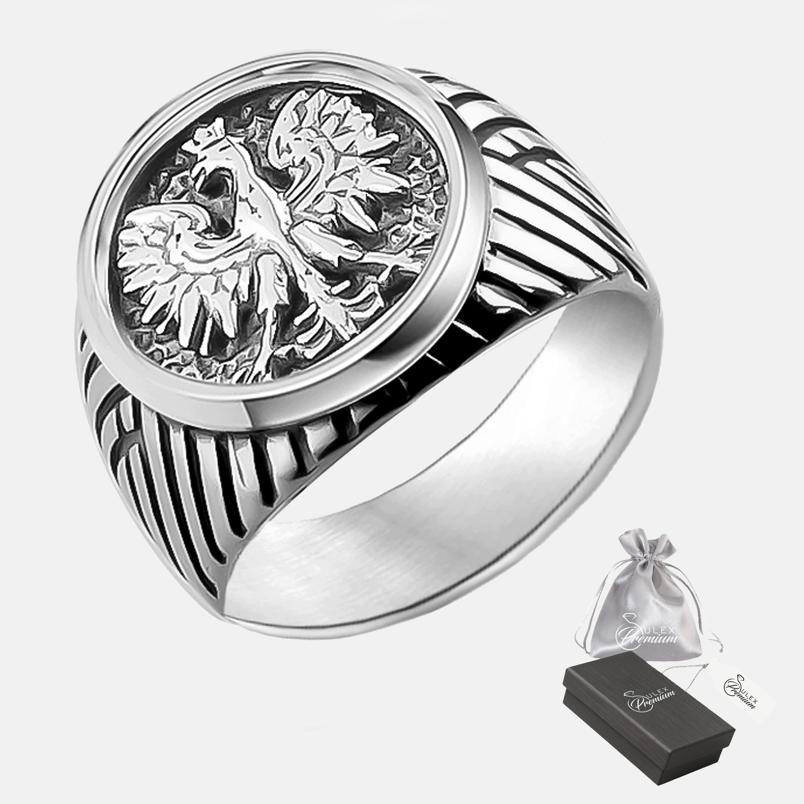 Sygnet vlastenecký stříbrný ryzost 925 Oxidovaný prsten s Orlem vel. 28