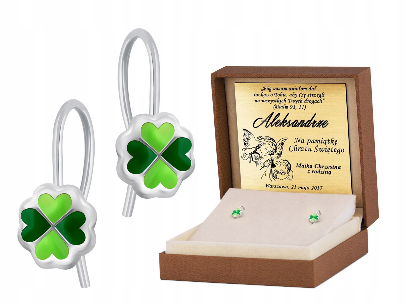 

Kolczyki Srebrne 925 Koniczynki Grawer YK185