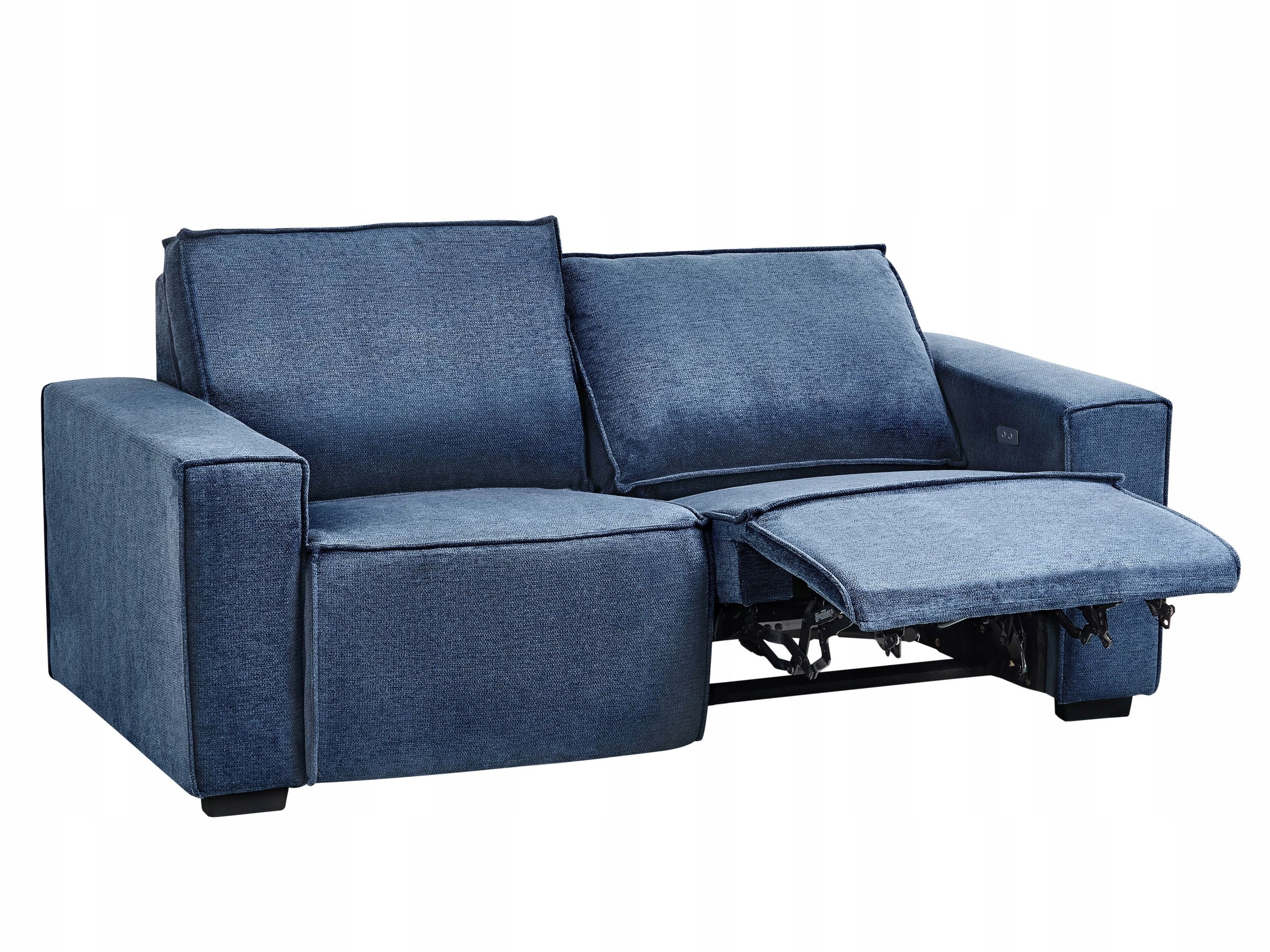 Sofa 3-osobowa z funkcją relaksu w kolorze niebieskim