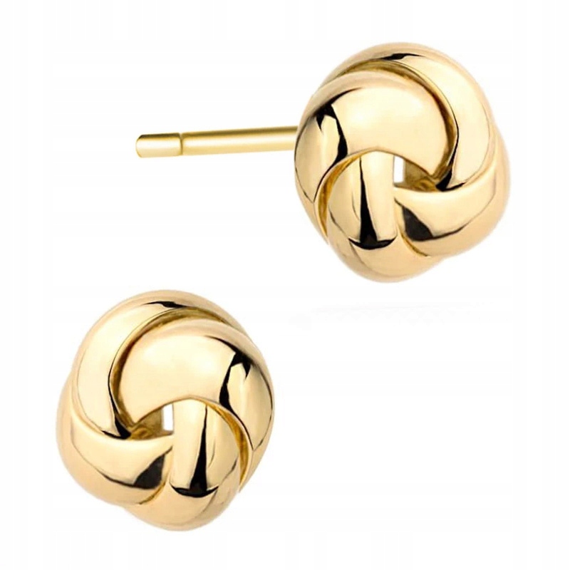 Jednoduché Zlaté Náušnice pr. 585 Pletené Supełky 14k