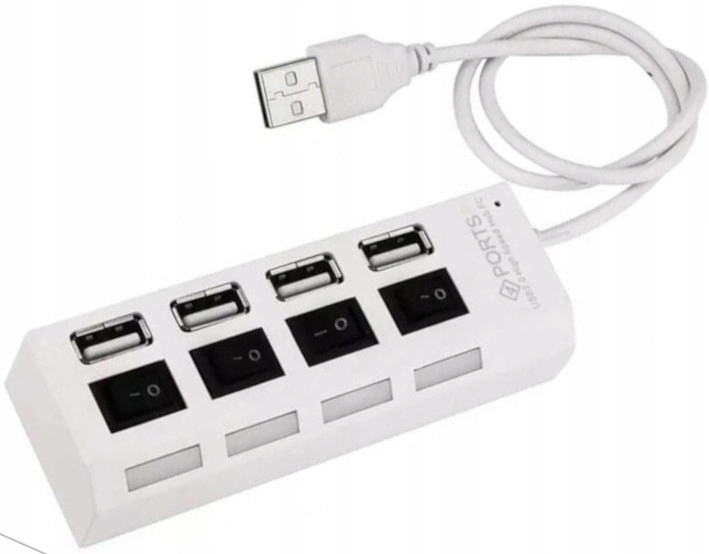 

Hub 4-porty Usb 2.0 z wyłącznikami aktywny kabelek