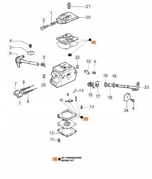 Oryginalny zestaw naprawczy gaźnika Walbro WT Kod producenta 2318671