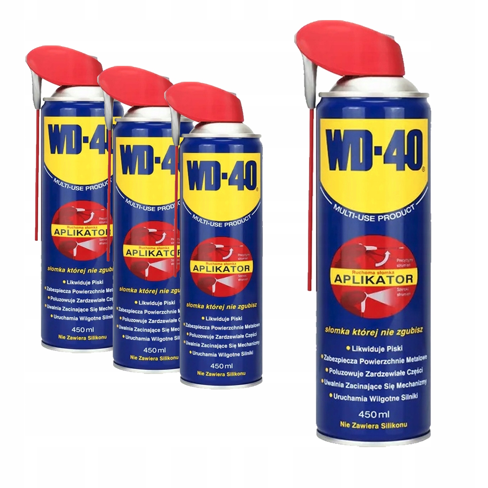 4X WD-40 Zestaw Preparat Wielofunkcyjny z aplikatorem Uniwersalny 450 ml