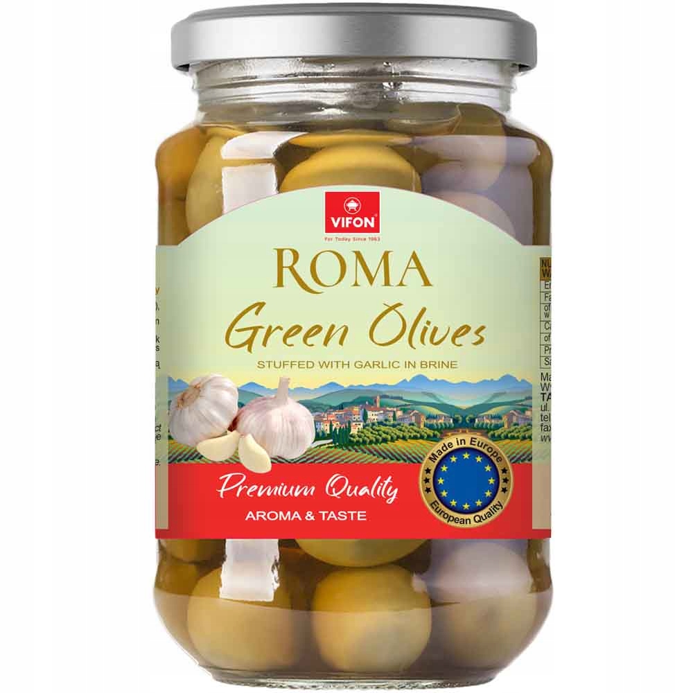 

Oliwki nadziewane czosnkiem Produkcja Grecja