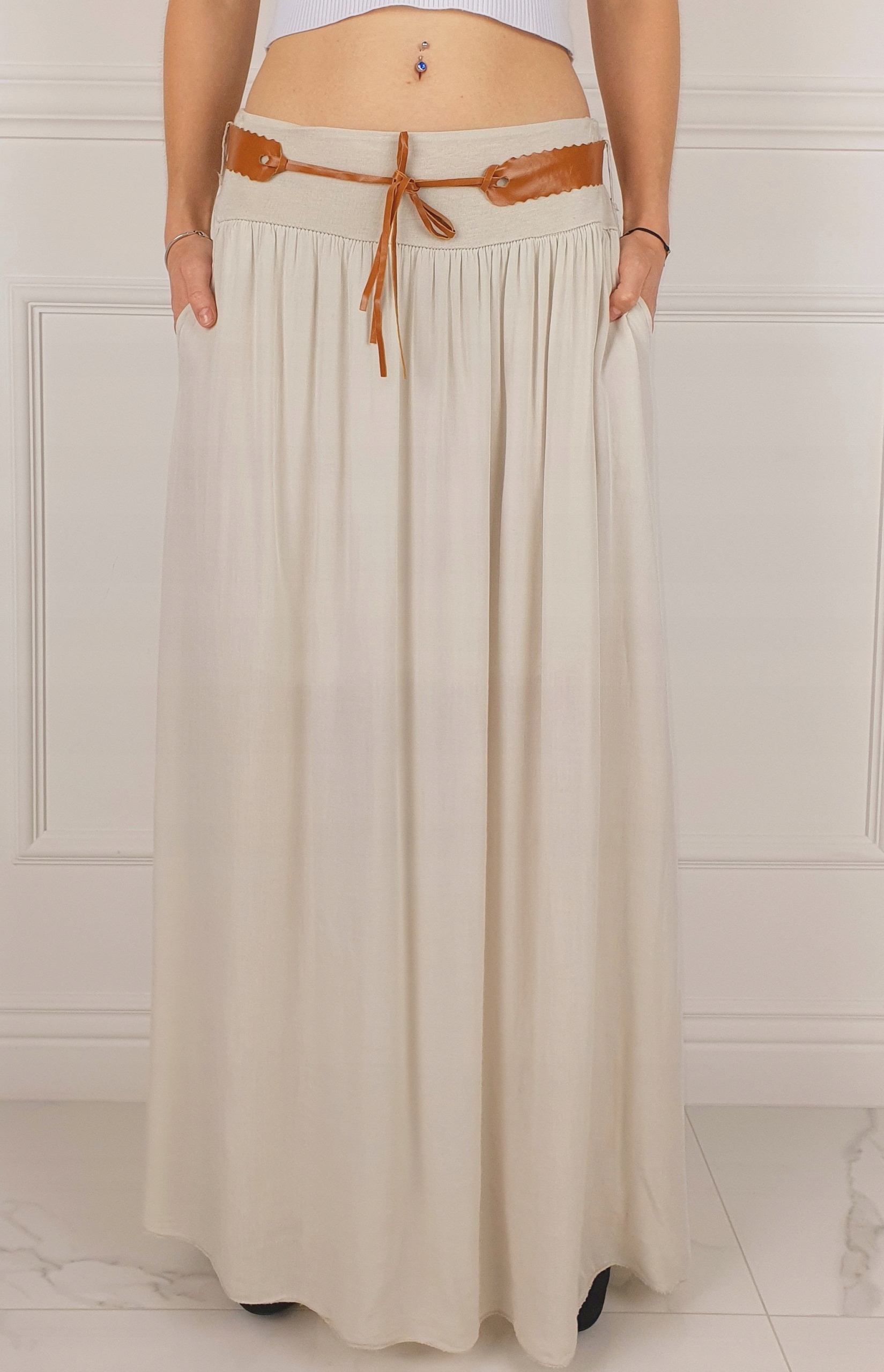 ZWIEWNA DŁUGA SPÓDNICA MAXI DO KOSTEK BOHO DAMSKA Wzór dominujący bez wzoru