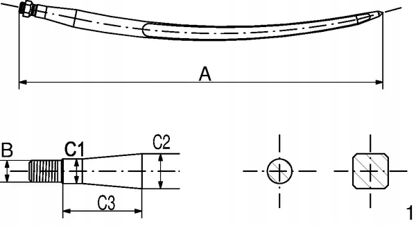 Ząb ładowacza, wygięty zamykający, profil okrągły Numer katalogowy części K. FT46