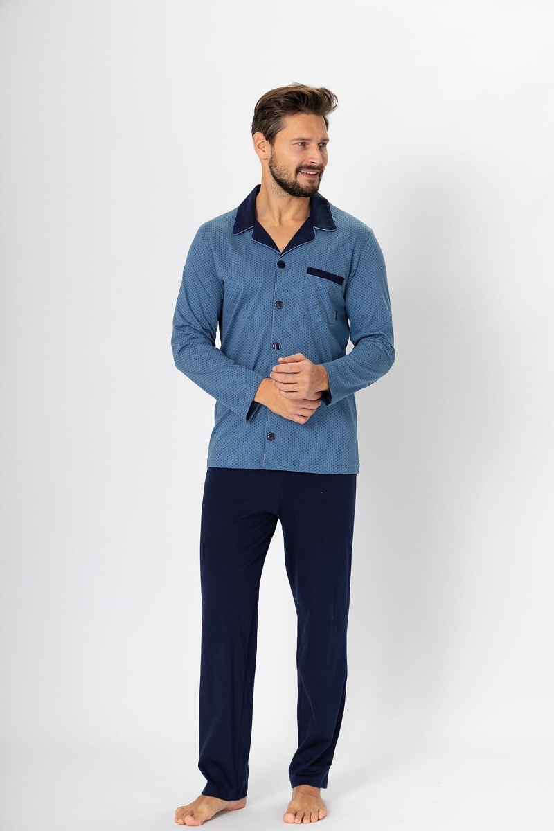 Pánské Pyžamo Big Norbert 826 Jeans/námořnická Modrá 4XL