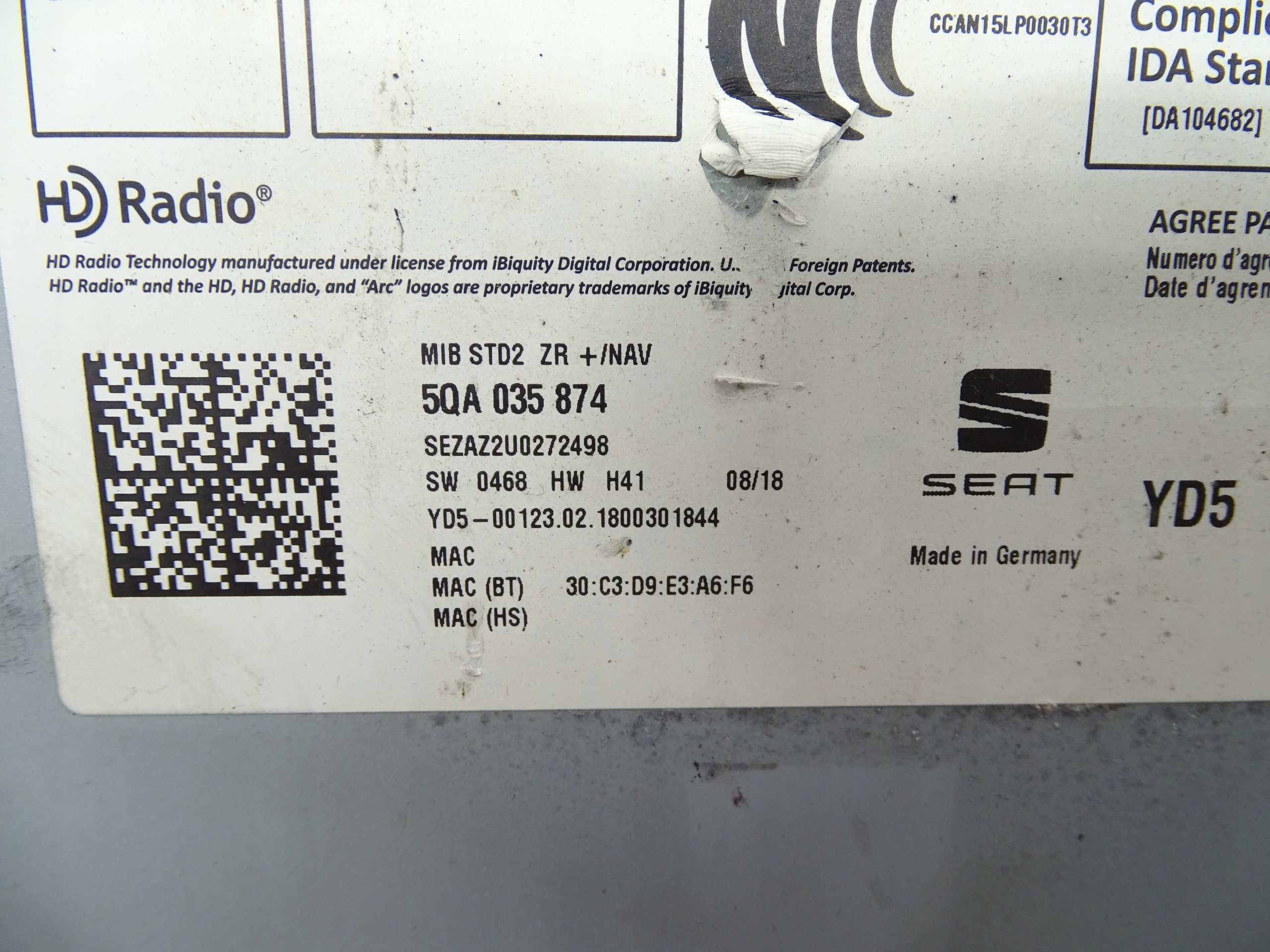 module RADIO navigation SEAT ATECA+KARTA PAMIECI navigation devices 5QA035874