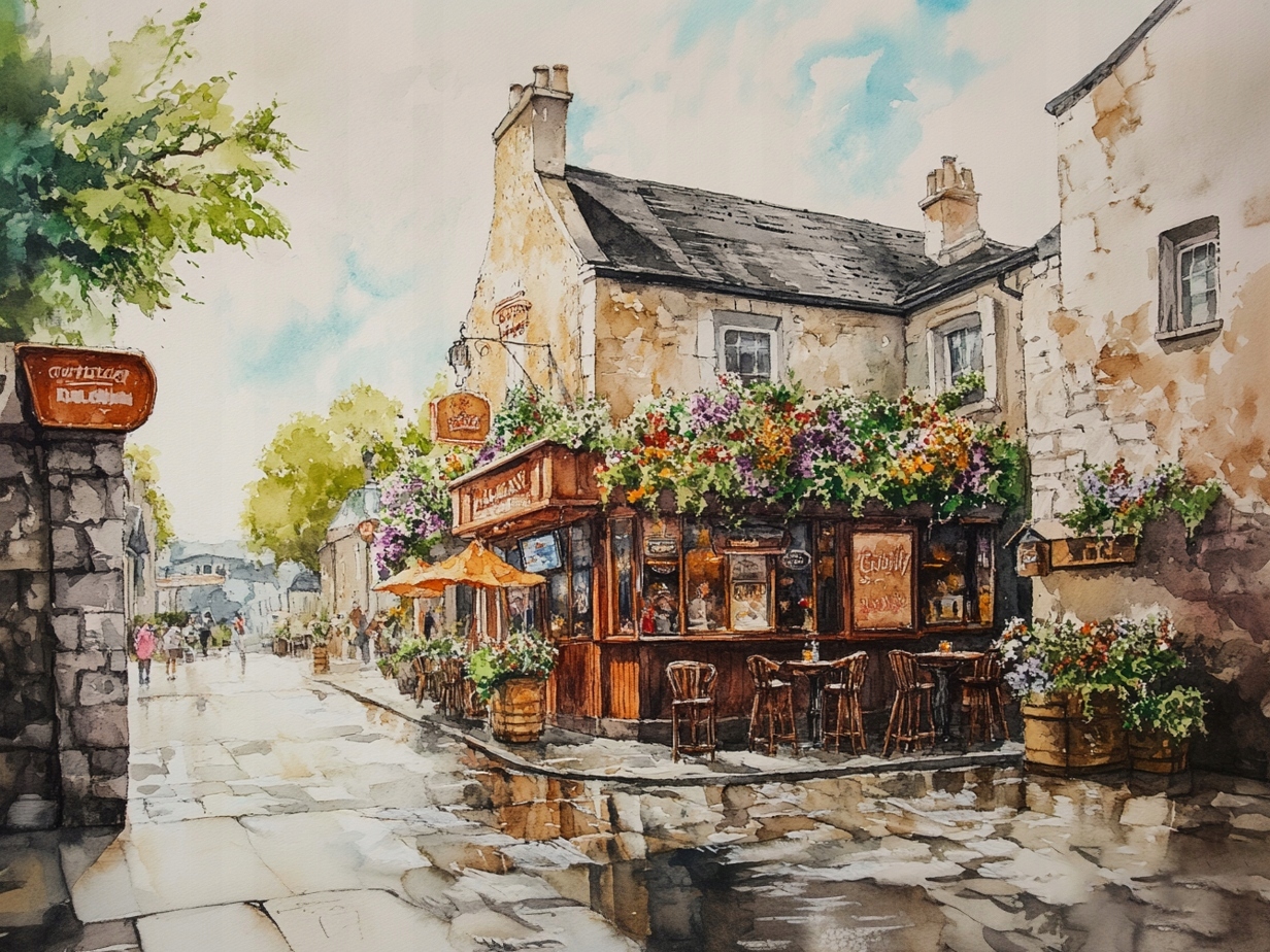 Obraz Na Plátně Canvas Město Ulice Kamínky Hospoda Kavárna Hospůdka 80x60