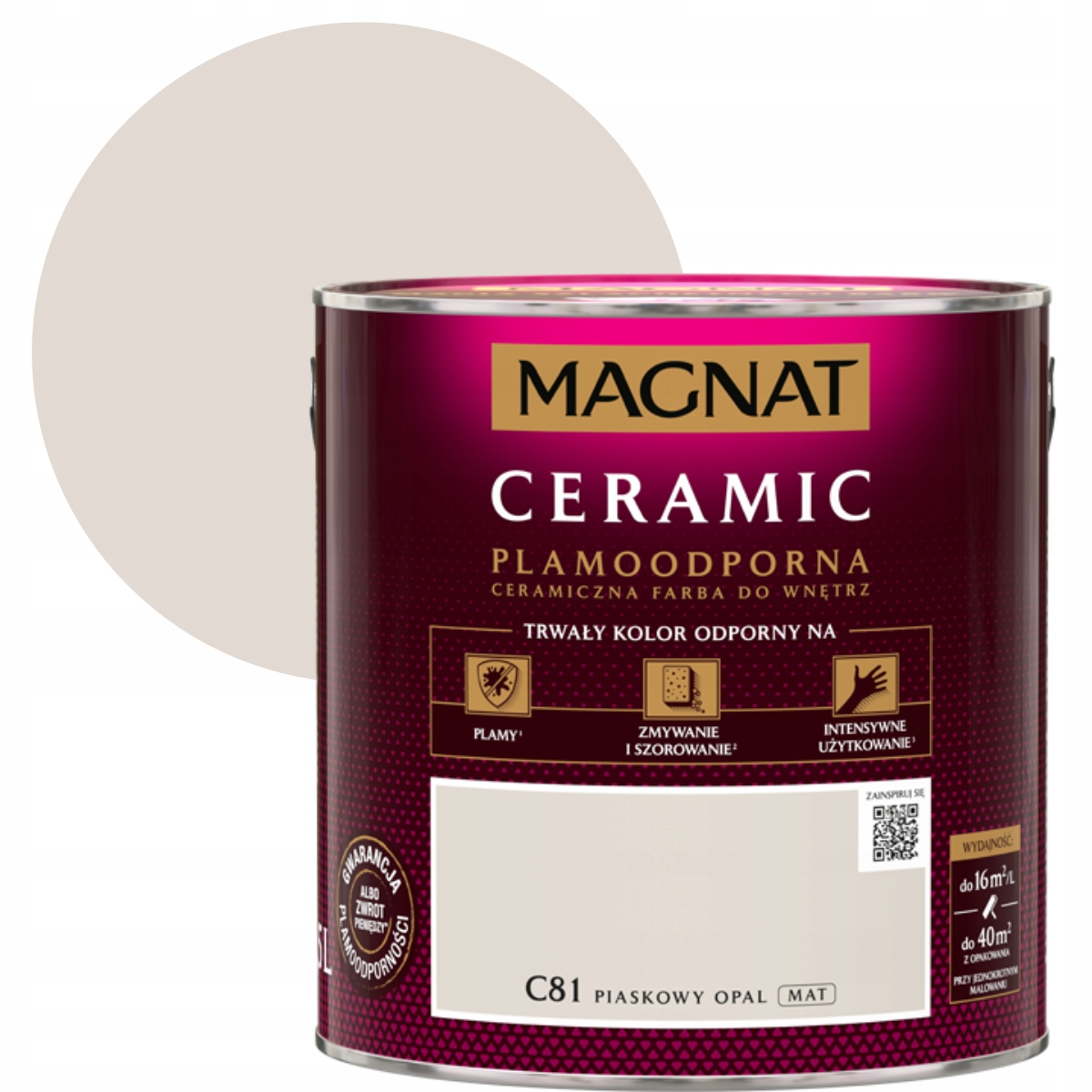 Magnat Ceramic Plamoodporna Farba Do Ścian 2,5L Piaskowy Opal C81
