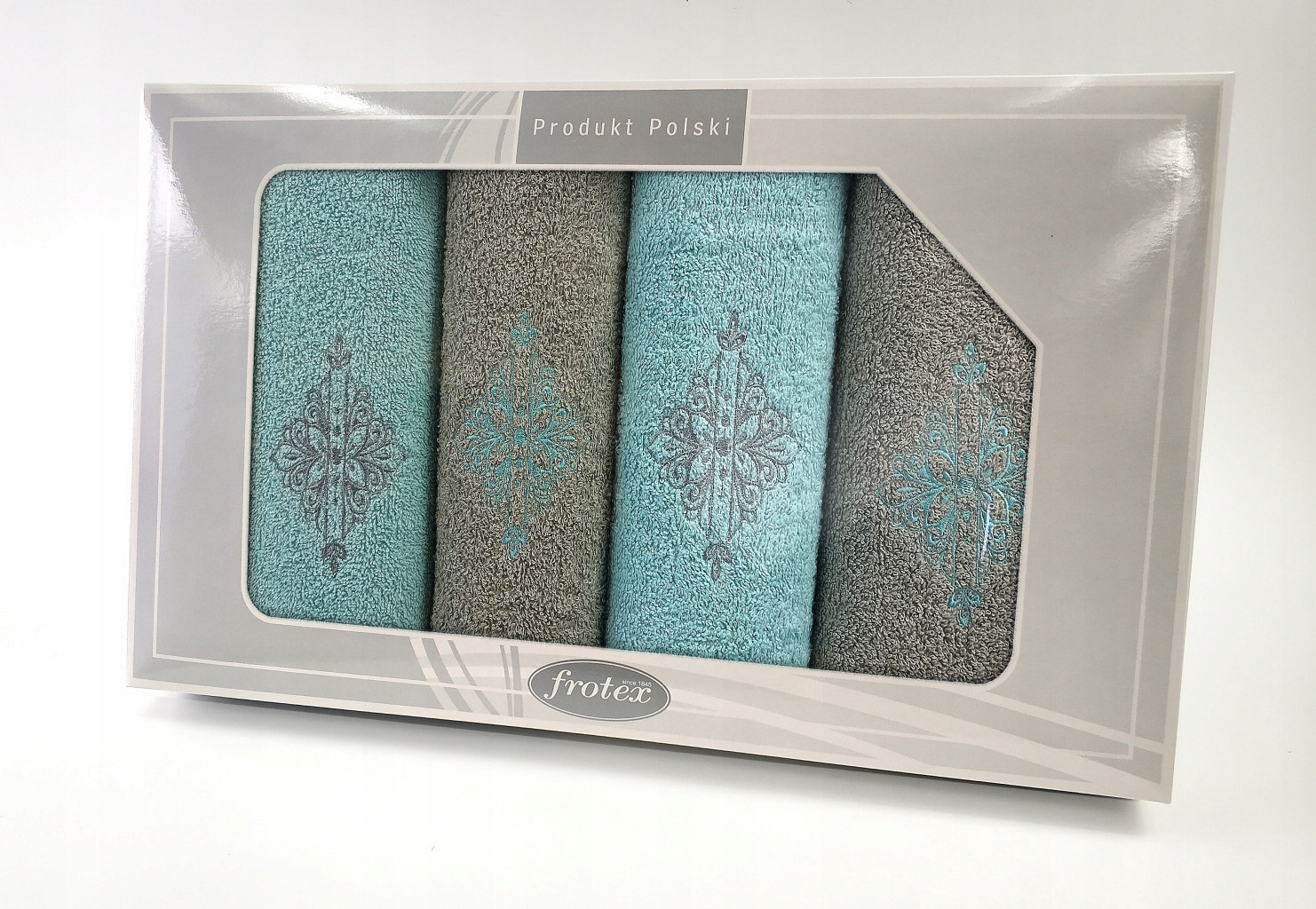 Komplet 4 ręczników Gift 50 70 popiel aqua w6 Marka Greno